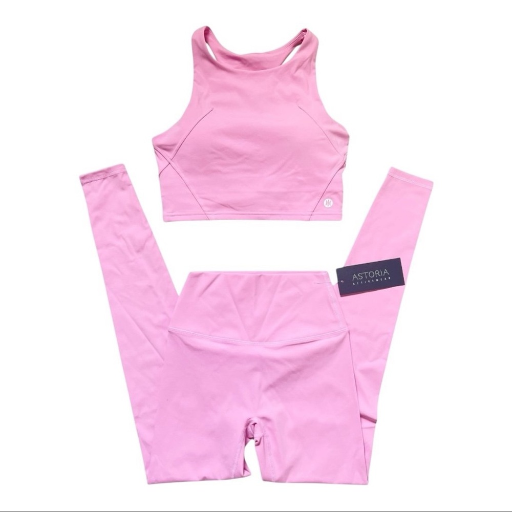 Astoria Pink Sports Bra and Leggings Set Size Medium